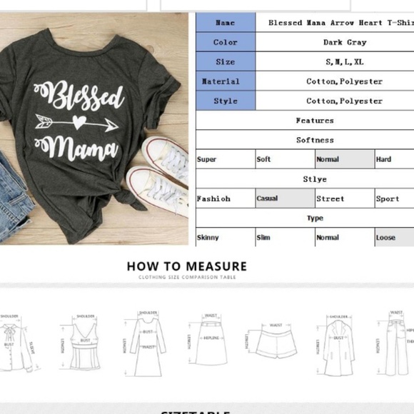 "Blessed Mama" Graphic T-shirt Tee arrow heart - Picture 4 of 4